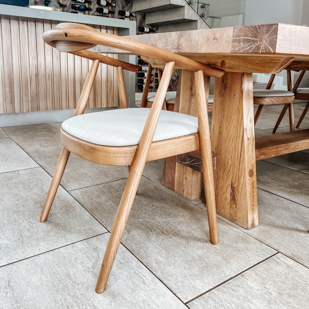 Dining Furniture, dining chairs, Woodbender, Custom furniture, restaurant furniture, dining room, close up view